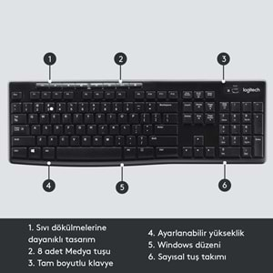 Logitech K270 Kablosuz Standart Q Klavye