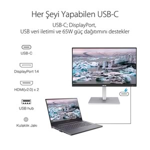 Asus 27 PA279CV UHD(3840x2160) 5ms DP/HDMI/ USB-C IPS Pivot VESA ProArt Monitör