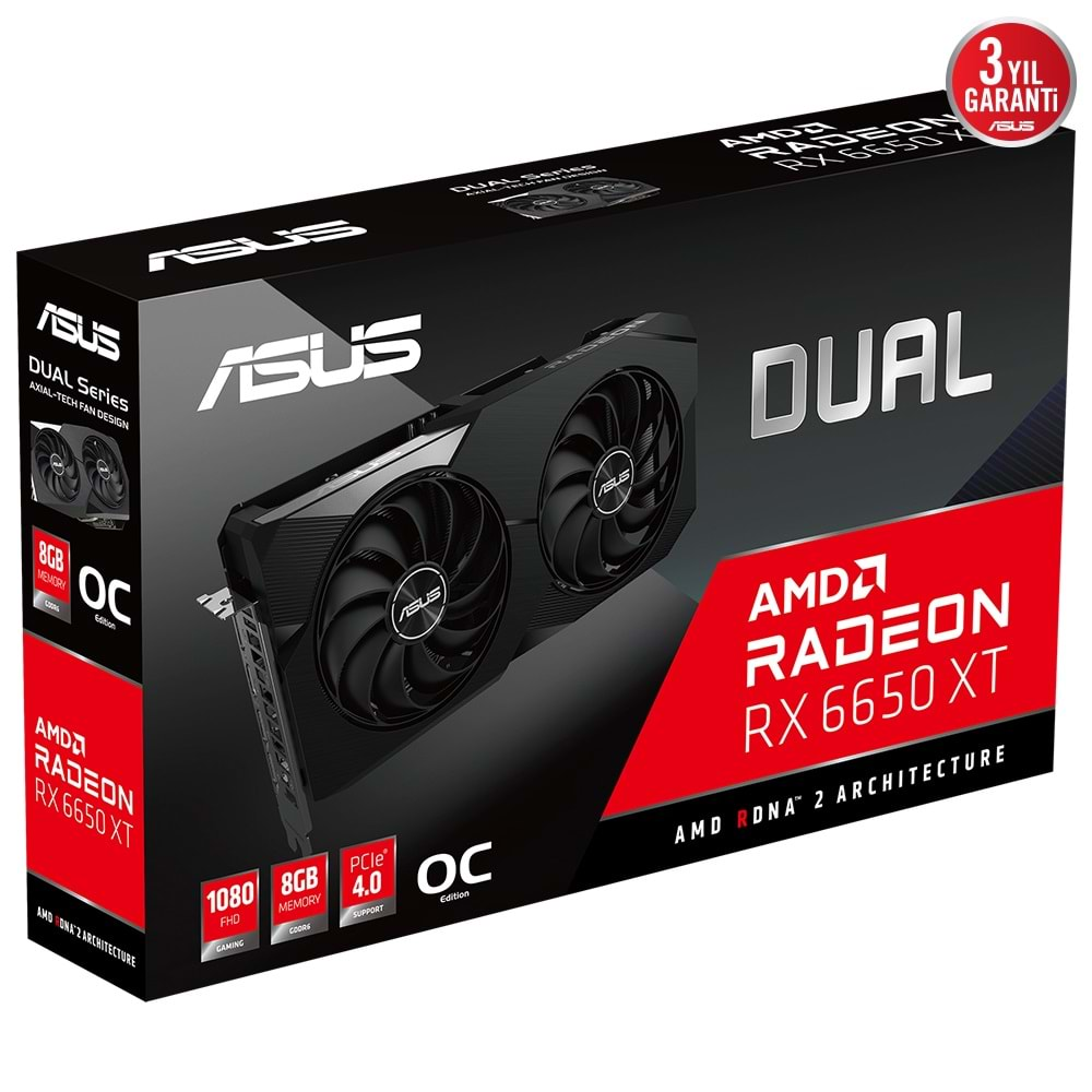 Asus DUAL-RX6650XT-O8G 8GB 128Bit GDDR6 DP/HDMI PCI 4.0 Ekran Kartı