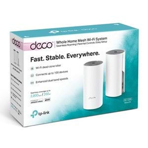 TP-Link Deco E4 1200 Mbps 5 Ghz Wi-Fi Tüm Ev Mesh Sistemi ( 2'li Paket )