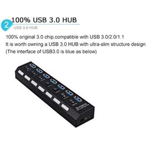 7 Port Usb 3.0 Hub Çoklayıcı Çoğaltıcı Switch