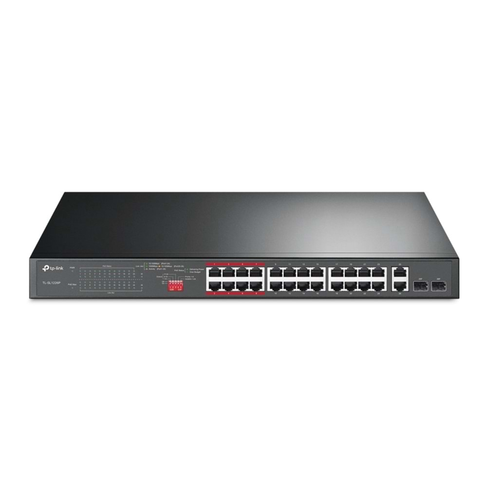 TP-Link TL-SL1226P 24-Port 10/100 Mbps + 2-Port Gigabit Switch 2-SFP 24 Port 250W