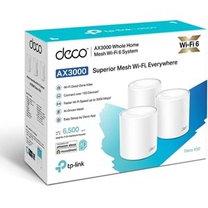 TP-Link Deco X50 (3-pack), AX3000 Mbps Tüm Ev Mesh Wi-Fi 6 Sistemi ( 3’lü Paket )