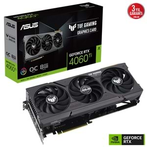 Asus NVIDIA GeForce RTX 4060 Ti TUF Gaming OC TUF-RTX4060TI-O8G-GAMING 8 GB GDDR6 128 Bit Ekran Kartı