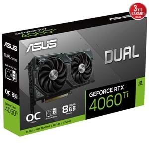 Asus Dual GeForce RTX 4060 TI OC DUAL-RTX4060TI-O8G-SSD 8GB GDDR6 128Bit Gaming Ekran Kartı