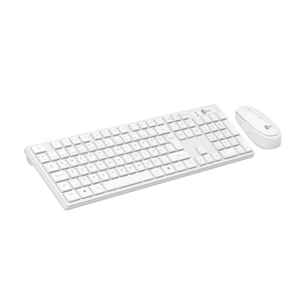 Lenovo Lecoo KM2001 Kablosuz Türkçe Q Klavye & Mouse Set Beyaz
