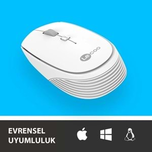 Lenovo Lecoo WS202 Kablosuz 1200 DPI 4 Tuşlu Optik Mouse Beyaz