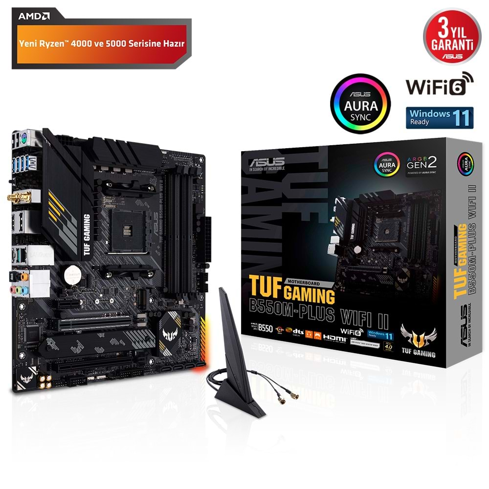 Asus TUF Gaming B550M-Plus WIFI II AMD B550 4866 MHz (OC) DDR4 Soket AM4 mATX Anakart