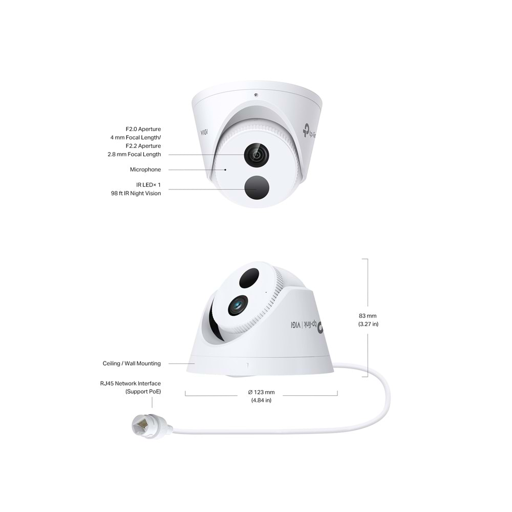 TP-Link VIGI C420I 4mm 2MP IR Dome Kamera (1/3