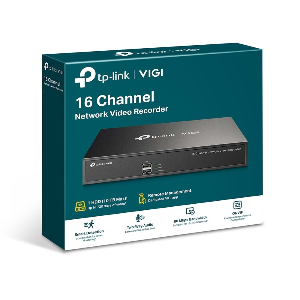 TP-Link VIGI NVR1016H 16 Kanal NVR Kayıt Cihazı (H.265+4K (2CH 8MP-16CH 1MP)