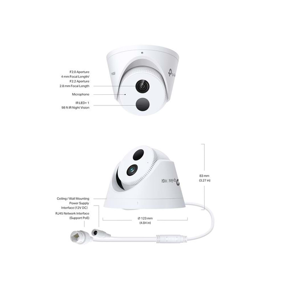 TP-Link VIGI C430I 2.8mm 3Mp Ir Dome Ip Kamera (1/2.8