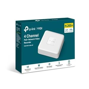 TP-Link VIGI NVR1104H-4P 4 Kanal NVR Kayıt Cihazı (H.265+4K (2CH 8MP-4CH 4MP) PoE 53W