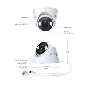 TP-Link VIGI C430 2.8mm 3Mp Full-Color Dome Ip Kamera (1/2.8