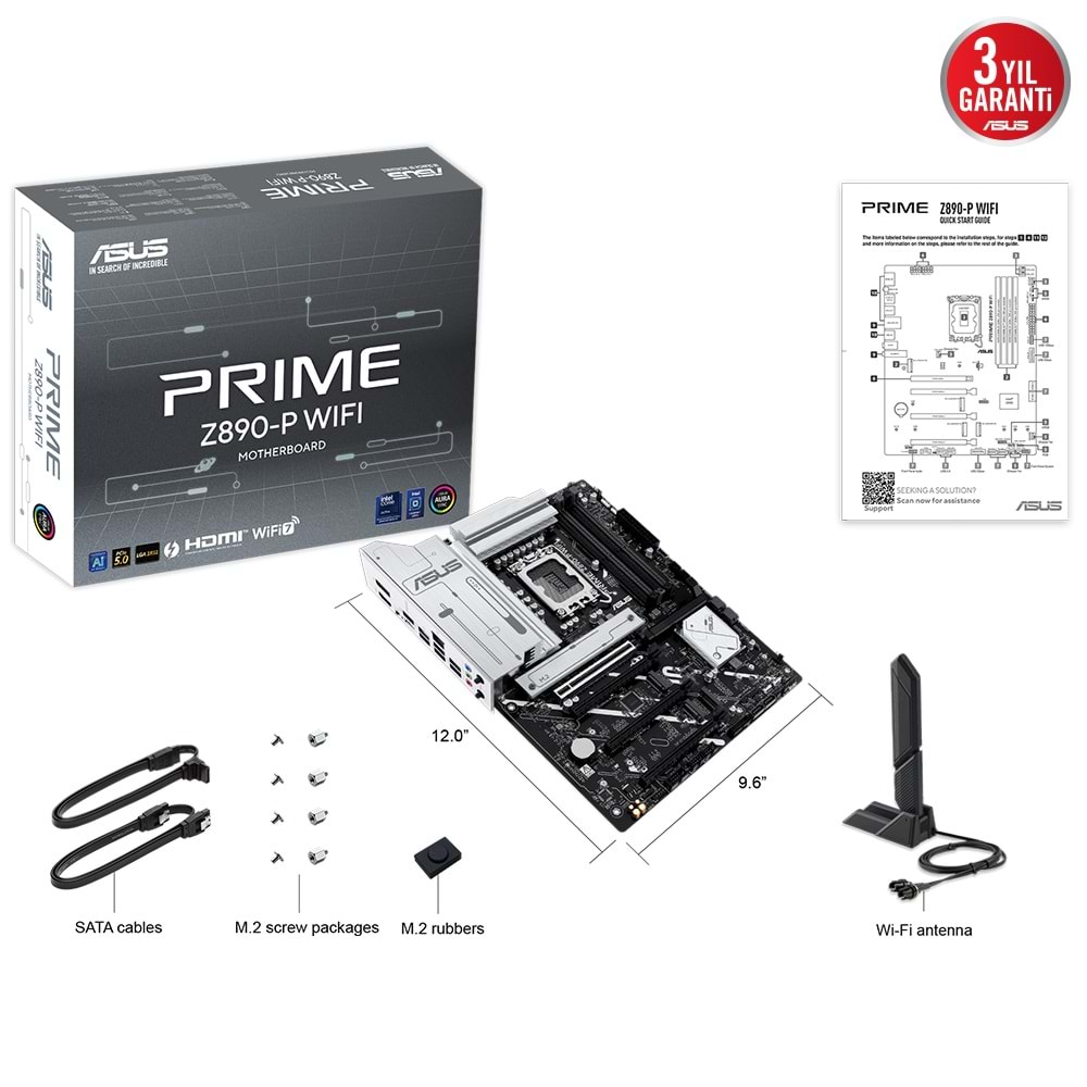 Asus Prime Z890-P Wifi 7 DDR5 Intel LGA1851 Anakart