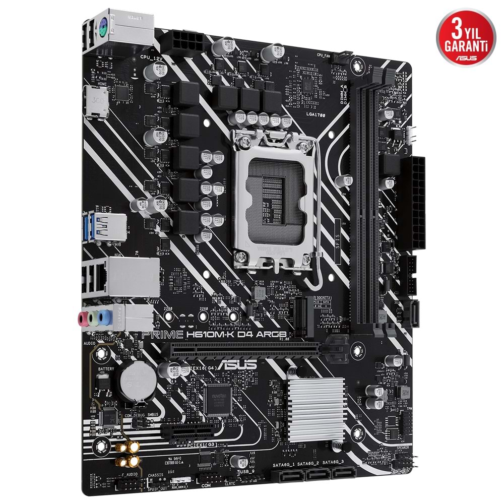 Asus PRIME H610M-K D4 ARGB H610 DDR4 M.2 HDMI PCI 4.0 1700p Anakart