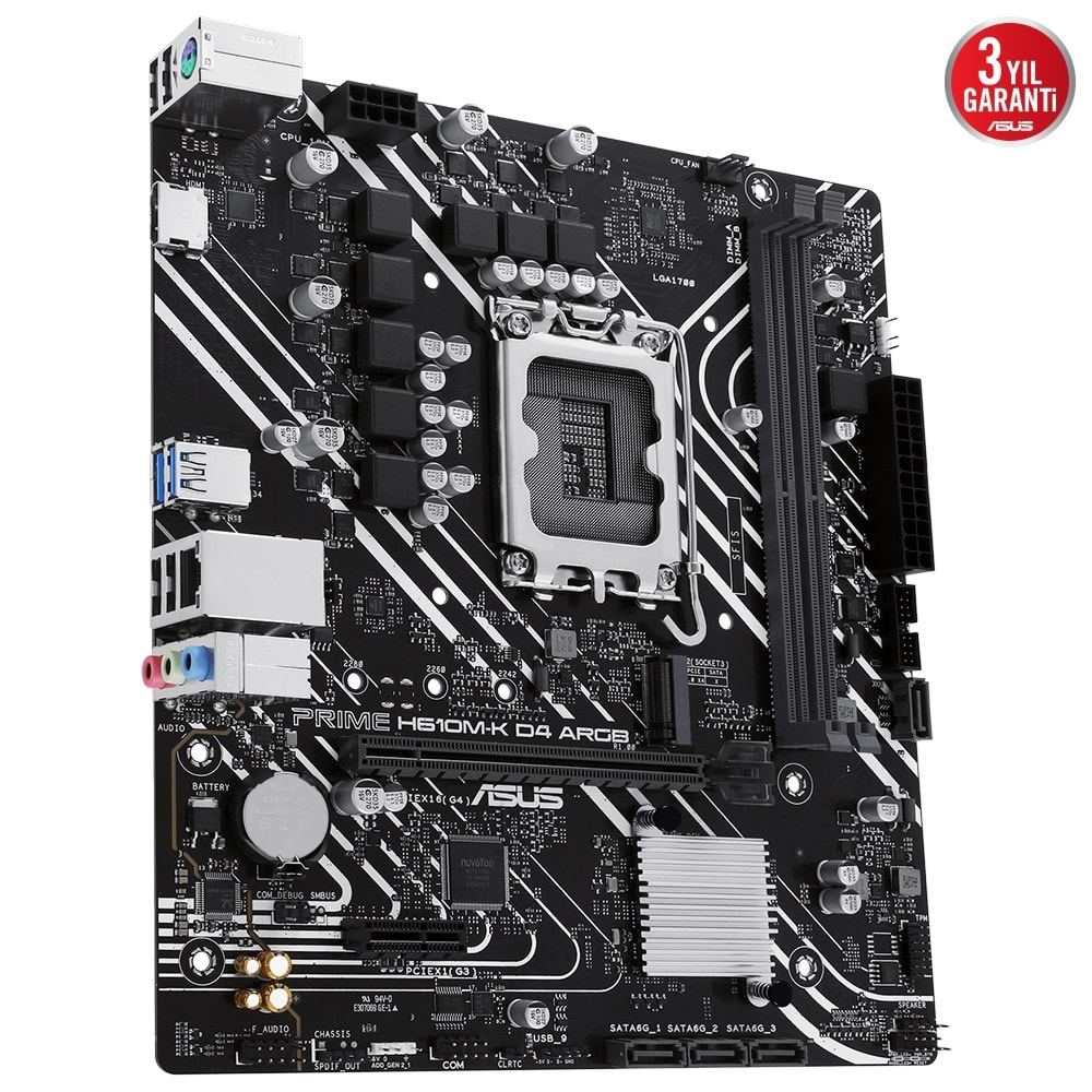 Asus PRIME H610M-K D4 ARGB H610 DDR4 M.2 HDMI PCI 4.0 1700p Anakart