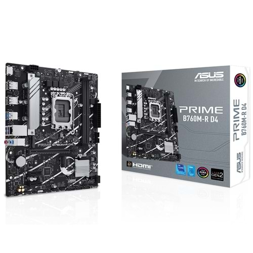 Asus Prime B760M-R D4 Intel B760 5333 MHz (OC) DDR4 Soket 1700 mATX Anakart