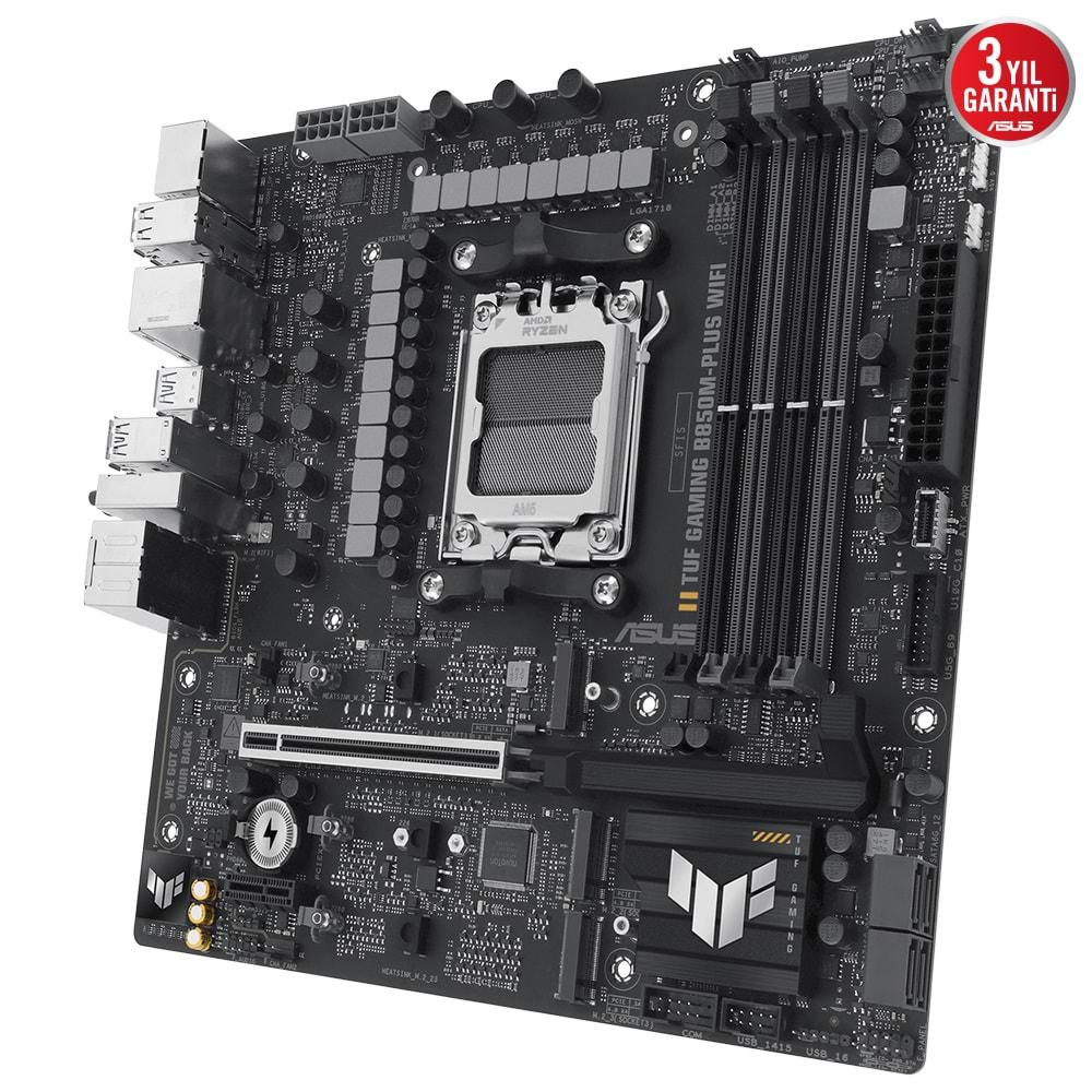 Asus TUF GAMING B850M-PLUS WIFI AMD B850 AM5 8000 MHz (OC) DDR5 Soket AM5 mATX Anakart