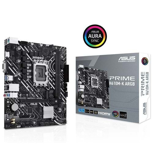 Asus Prime H610M-K ARGB Intel H610 5600 MHz DDR5 Soket LGA1700 Anakart