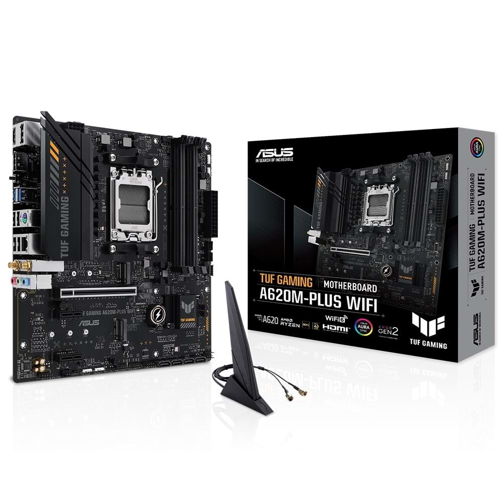 Asus TUF Gaming A620M-Plus WIFI AMD A620 6400 MHz (OC) DDR5 Soket AM5 mATX Anakart