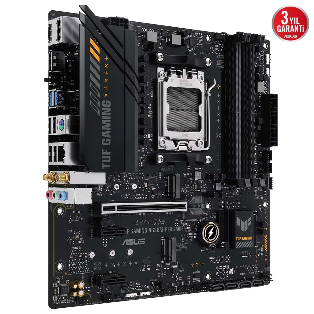 Asus TUF Gaming A620M-Plus WIFI AMD A620 6400 MHz (OC) DDR5 Soket AM5 mATX Anakart