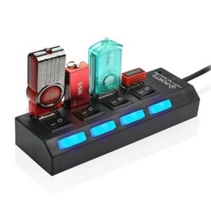 4 Port Usb 2.0 Hub Çoğaltıcı Çoklayıcı Switch Işıklı Anahtarlı