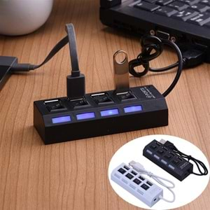 4 Port Usb 2.0 Hub Çoğaltıcı Çoklayıcı Switch Işıklı Anahtarlı