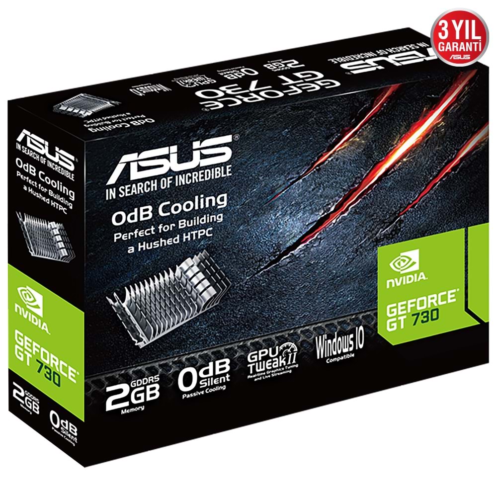 Asus NVIDIA GeForce GT 730 GT730-SL-2GD5-BRK 2 GB GDDR5 64 Bit Ekran Kartı