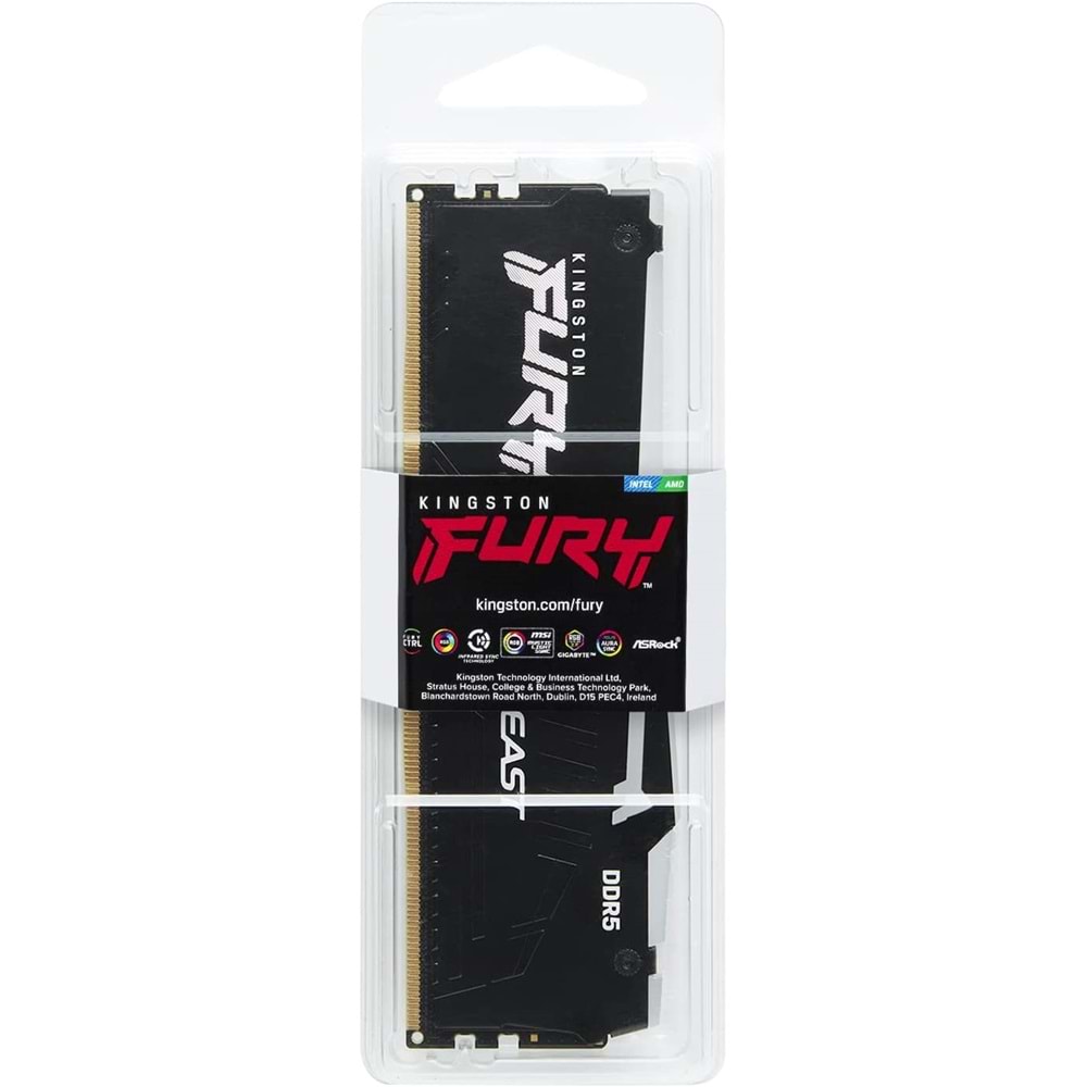Kingston Fury Beast DDR5 RGB 16GB 5200MT/s DDR5 CL40 DIMM Masaüstü Oyun Belleği Tek Modül - KF552C40BBA-16