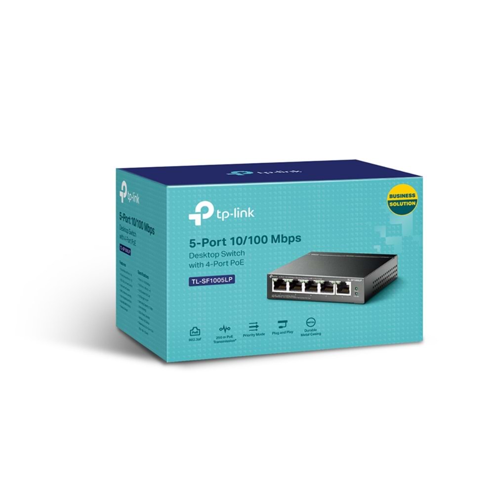 TP-Link TL-SF1005LP 5-Port 10/100 Mbps Desktop Switch with 4-Port PoE (41W)