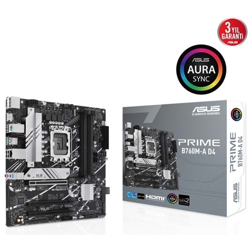 Asus Prime B760M-A D4 Intel B760 5333 MHz (OC) DDR4 Soket 1700 mATX Anakart